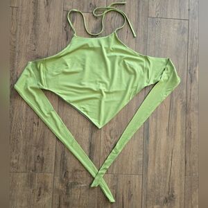 KLASSY NETWORK Brami Bandana  Halter Top, Size Small, Green